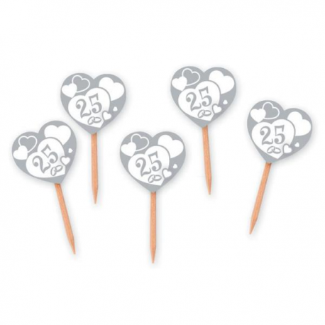 STUZZICADENTI 25° ANNIVERSARIO ARGENTO 4x7cm PZ.25