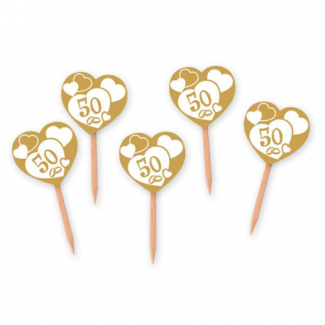 STUZZICADENTI 50° ANNIVERSARIO ORO 4x7cm PZ.25