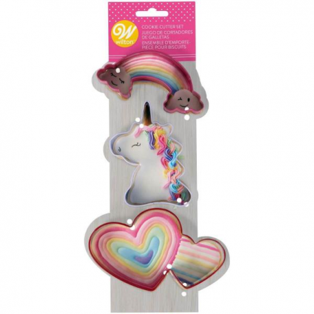 SET TAGLIAPASTA WILTON - UNICORNO-ARCOBALENO-CUORI PZ.3