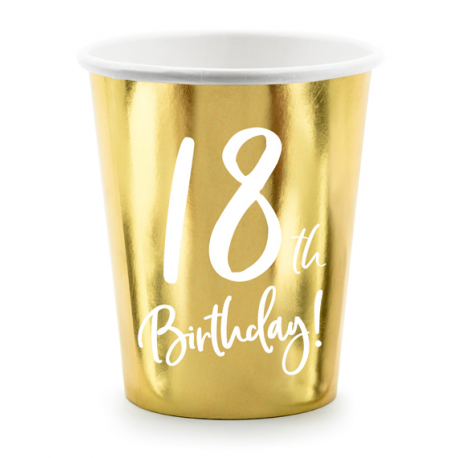 BICCHIERI 18th BIRTHDAY ORO - 220ml / 6 pz.