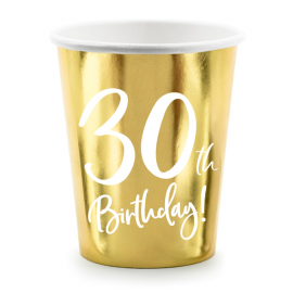 BICCHIERI 30th BIRTHDAY ORO - 220ml / 6 pz.