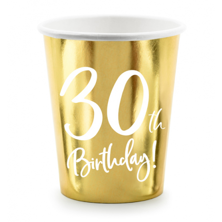 BICCHIERI 30th BIRTHDAY ORO - 220ml / 6 pz.