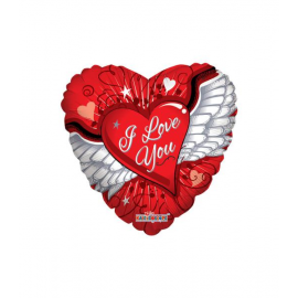 PALLONCINO CUORE I LOVE YOU CON ALI FOIL STANDARD ø 45cm