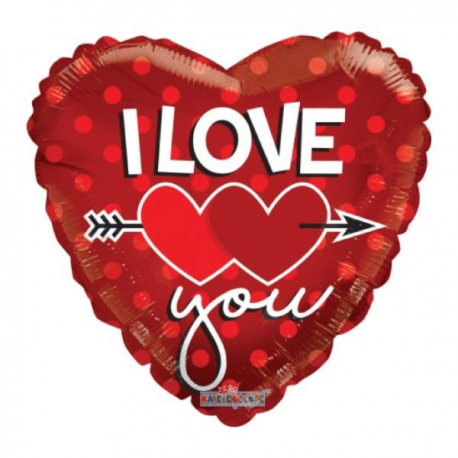 PALLONCINO CUORE GRANDE I LOVE YOU TWO HEARTS SUPERSHAPE 91cm