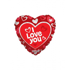 PALLONCINO CUORE ROSSO I LOVE YOU CUORI SOSPESI FOIL STANDARD ø 45cm