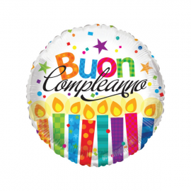 PALLONCINO TONDO BUON COMPLEANNO FOIL STANDARD ø 45cm