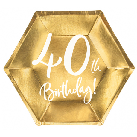 PIATTI 40th BIRTHDAY ORO - 20cm / 6 pz.