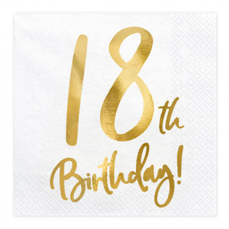 TOVAGLIOLI 18th BIRTHDAY BIANCO/ORO - 33x33 / 20 pz.