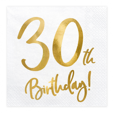 TOVAGLIOLI 30th BIRTHDAY BIANCO/ORO - 33x33 / 20 pz.