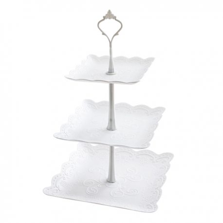 ALZATA IN PLASTICA TRE PIANI BIANCA QUADRA cm 24+20+15 h.cm 40