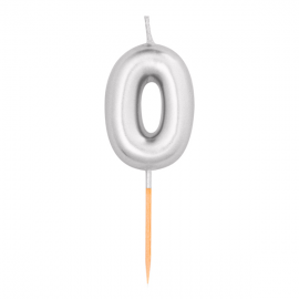 CANDELINA NUMERO 0 METAL ARGENTO MINI