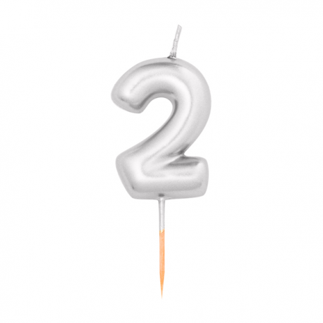 CANDELINA NUMERO 2 METAL ARGENTO MINI