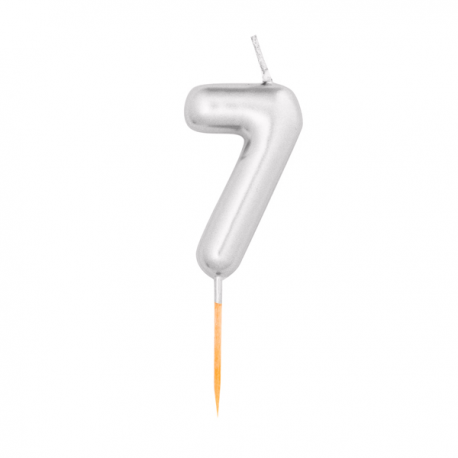CANDELINA NUMERO 7 METAL ARGENTO MINI