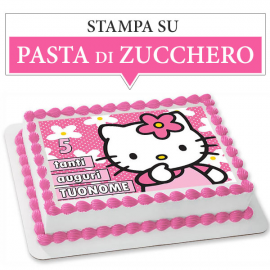 Cialda personalizzata Hello Kitty rettangolare (stampa su pasta di zucchero)