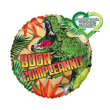 PALLONCINO DINOSAURO \\"T-REX\\" BUON COMPLEANNO - FOIL STANDARD ø 45cm