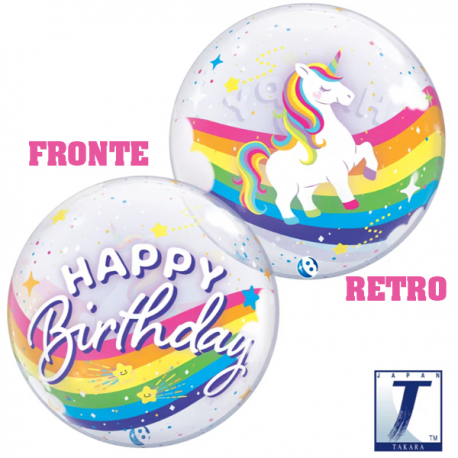 PALLONCINO BUBBLE UNICORNO RAINBOW ø 56cm