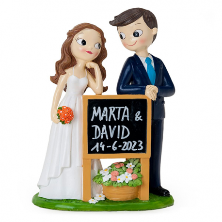 CAKE TOPPER SPOSI POP & FUN CON LAVAGNA 21cm