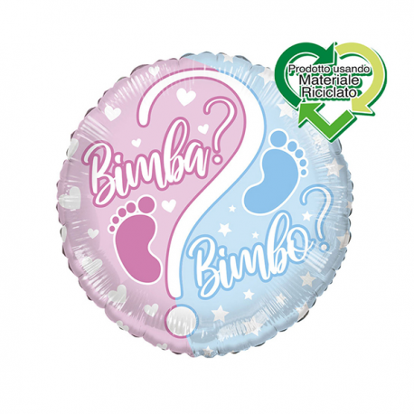 PALLONCINO GENDER REVEAL BIMBA o BIMBO? FOIL STANDARD ø 45cm