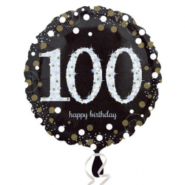 PALLONCINO HAPPY BIRTHDAY 100 ANNI SCINTILLANTE FOIL STANDARD ø 45cm