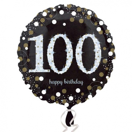PALLONCINO HAPPY BIRTHDAY 100 ANNI SCINTILLANTE FOIL STANDARD ø 45cm