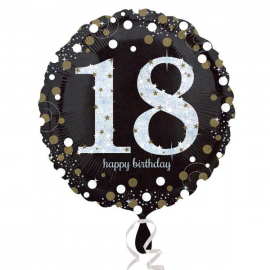 PALLONCINO HAPPY BIRTHDAY 18 ANNI SCINTILLANTE FOIL STANDARD ø 45cm