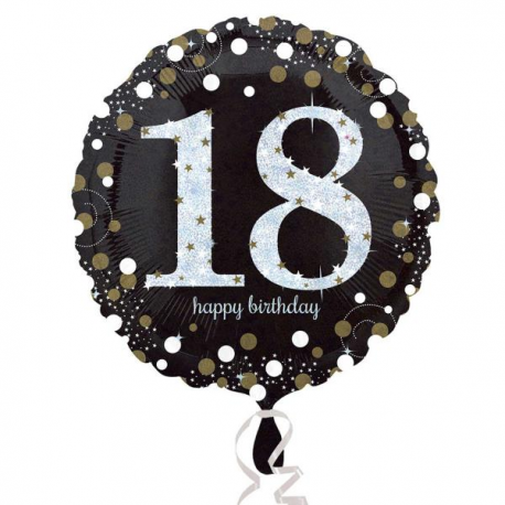 PALLONCINO HAPPY BIRTHDAY 18 ANNI SCINTILLANTE FOIL STANDARD ø 45cm