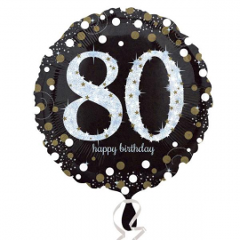 PALLONCINO HAPPY BIRTHDAY 80 ANNI SCINTILLANTE FOIL STANDARD ø 45cm