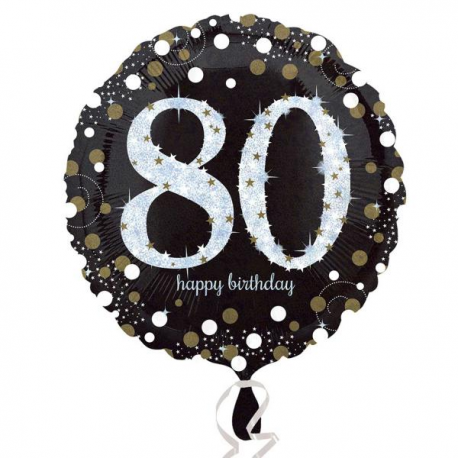 PALLONCINO HAPPY BIRTHDAY 80 ANNI SCINTILLANTE FOIL STANDARD ø 45cm