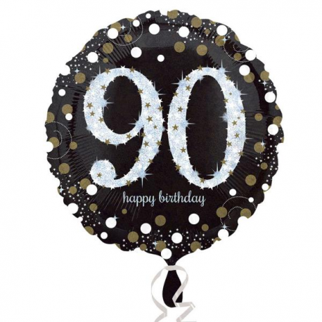 PALLONCINO HAPPY BIRTHDAY 90 ANNI SCINTILLANTE FOIL STANDARD ø 45cm