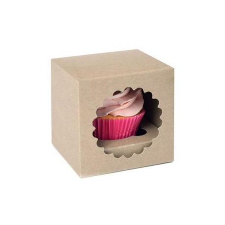 SCATOLA KRAFT 1 CUPCAKES/MUFFIN CON INSERTO 1 POSTO 330x250x90mm