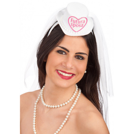 CERCHIETTO CON CAPPELLINO E VELO \\"FUTURA SPOSA\\"