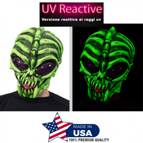 GREEN GLOW ALIEN - Maschera professionale in latex \\"UV MASK\\"