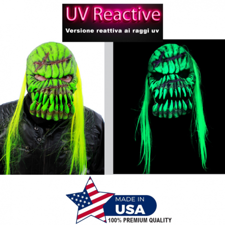 GREEN GLOW BONE CRUSHER - Maschera professionale in latex \\"UV MASK\\"