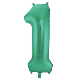 PALLONCINO MYLAR NUMERO "1" VERDE SATINATO - 86cm