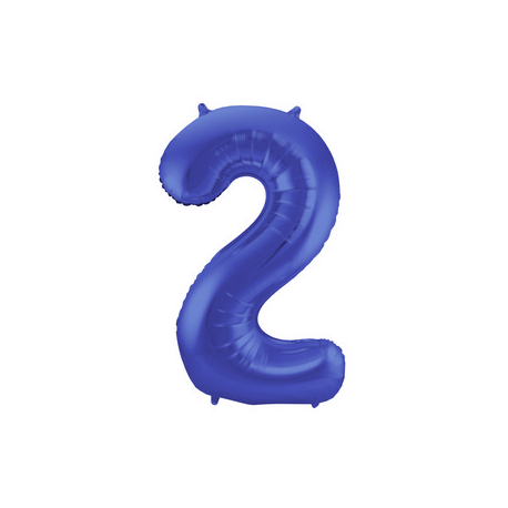 PALLONCINO MYLAR NUMERO \\"2\\" BLU SATINATO - 86cm