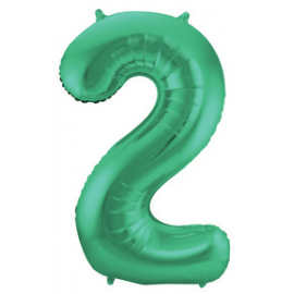 PALLONCINO MYLAR NUMERO \\"2\\" VERDE SATINATO - 86cm