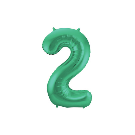 PALLONCINO MYLAR NUMERO \\"2\\" VERDE SATINATO - 86cm