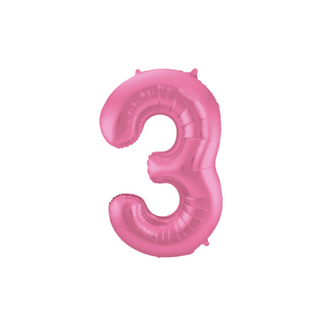 PALLONCINO MYLAR NUMERO \\"3\\" ROSA SATINATO - 86cm