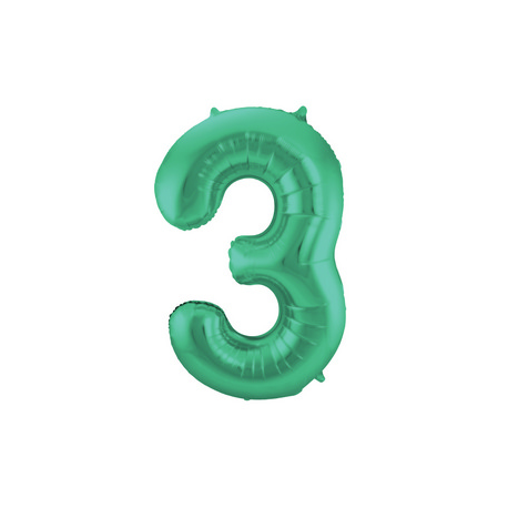 PALLONCINO MYLAR NUMERO \\"3\\" VERDE SATINATO - 86cm