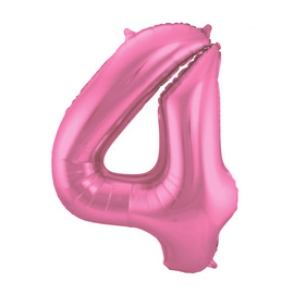 PALLONCINO MYLAR NUMERO "4" ROSA SATINATO - 86cm
