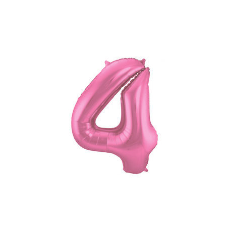 PALLONCINO MYLAR NUMERO \\"4\\" ROSA SATINATO - 86cm