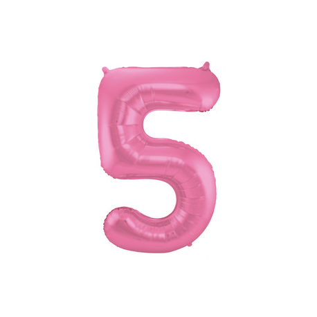 PALLONCINO MYLAR NUMERO \\"5\\" ROSA SATINATO - 86cm