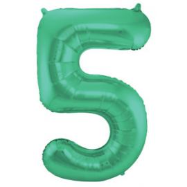PALLONCINO MYLAR NUMERO \\"5\\" VERDE SATINATO - 86cm
