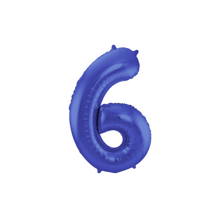 PALLONCINO MYLAR NUMERO \\"6\\" BLU SATINATO - 86cm