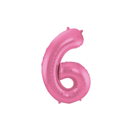 PALLONCINO MYLAR NUMERO \\"6\\" ROSA SATINATO - 86cm