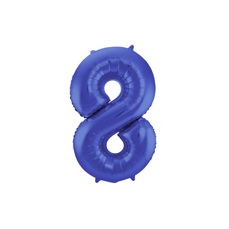PALLONCINO MYLAR NUMERO \\"8\\" BLU SATINATO - 86cm