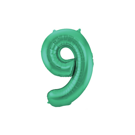 PALLONCINO MYLAR NUMERO \\"9\\" VERDE SATINATO - 86cm