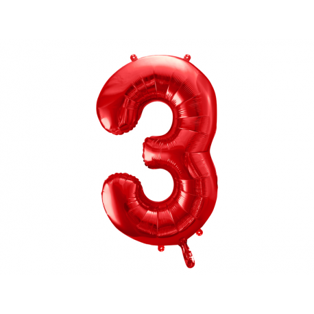 PALLONCINO MYLAR NUMERO \\"3\\" ROSSO - 86cm