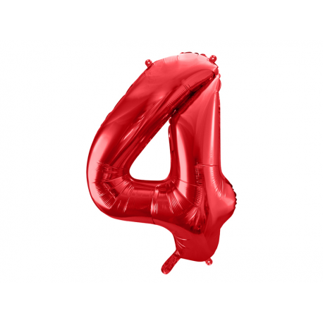 PALLONCINO MYLAR NUMERO \\"4\\" ROSSO - 86cm