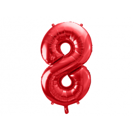 PALLONCINO MYLAR NUMERO \\"8\\" ROSSO - 86cm
